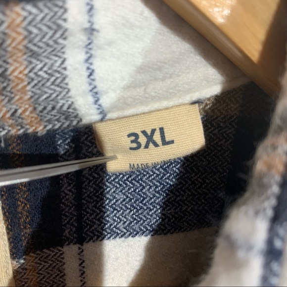 MEN'S RED HEAD FLANNEL BUTTON DOWN SHIRT. SIZE 3XL. BLUE AND TAN. 100% COTTON. - Picture 8 of 9